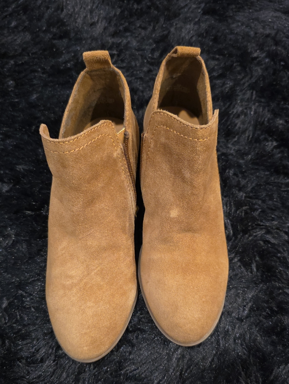 Diba Tan Genuine Suede Leather Ankle Boots Side Zip Booties